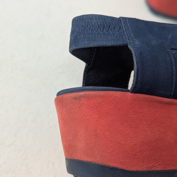 Camper | Laika Red Blue Nubuck Leather Platform Sandals Size EU 38 | US 7.5 - Picture 15 of 15